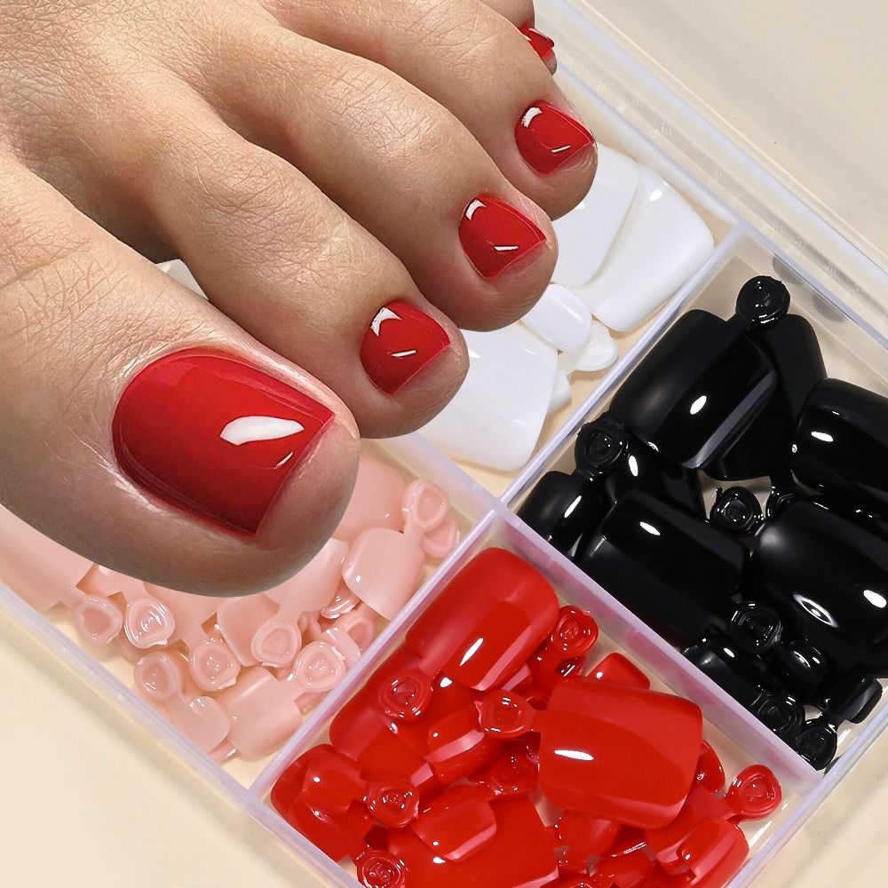 Nail Art Y2K - 96/144/288 Stück Kurze Quadratische Künstliche Zehennagelspitzen