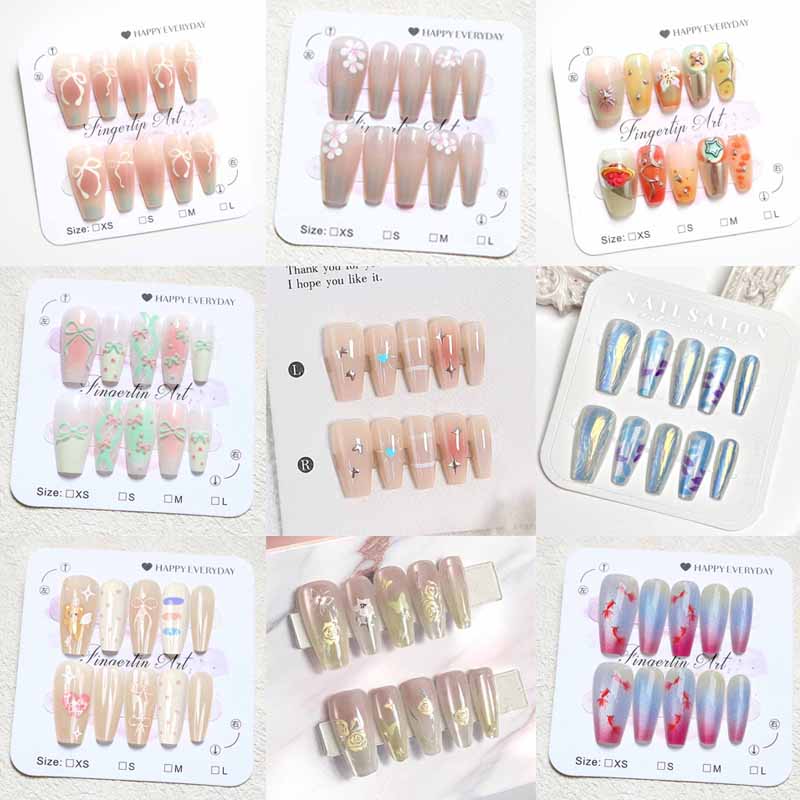 Nail Art Y2K - 10 Stück Damen-Blütenblätter im französischen Stil,