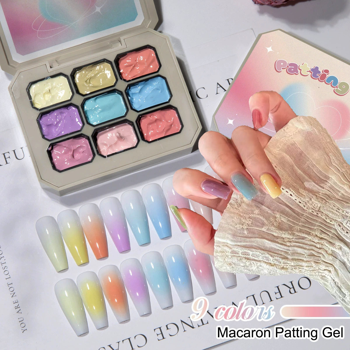 Nail Art Ideas - 1 Stück Festes Makaron Nagellack-Gel 9-Farben-Gel
