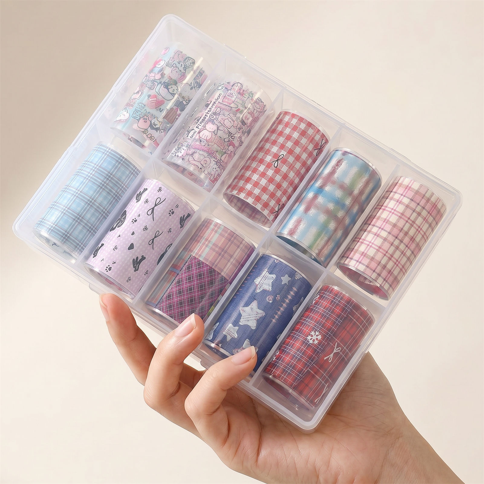 Nail Art Denim - 10 Rollen koreanische Nagelfolien für Transferpapier-Aufkleber,