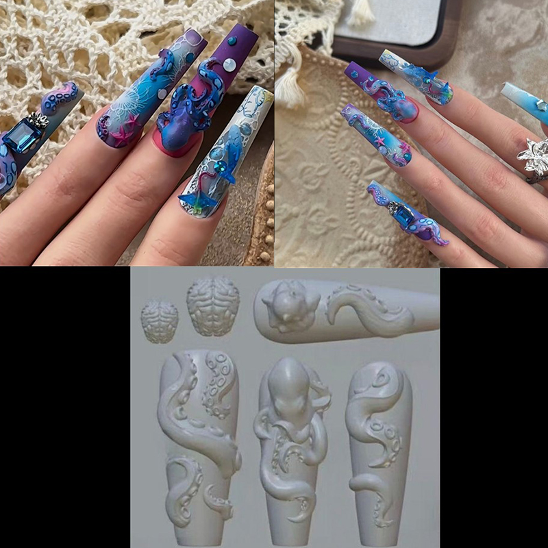 Nail Art Strawberry - ✰ ✪ Hasen-Erdbeer-Ozean-Oktopus 3D Silikonform DIY