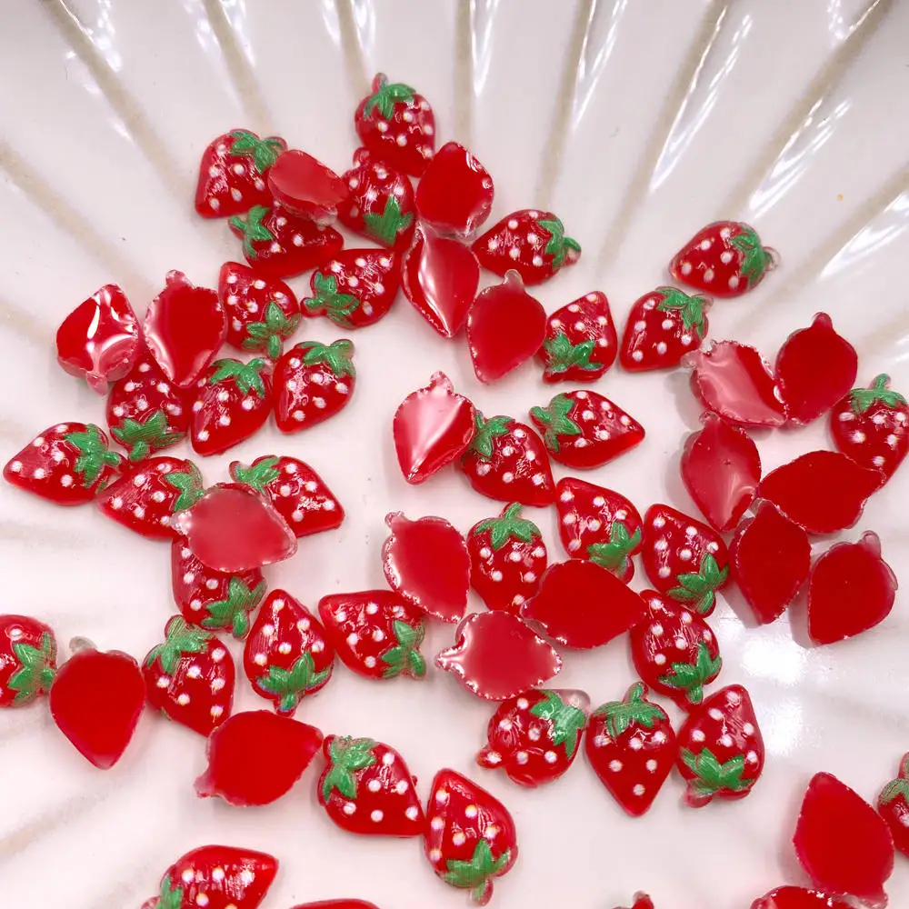 Nail Art Strawberry - 60 Stück glitzernde Harz, bunte Mini-3D-Kristalle,