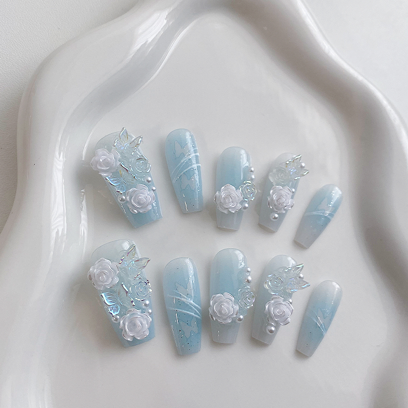 Nail Art Y2K - 10 Stück handgefertigte Sargförmige Nägel, wunderschöne