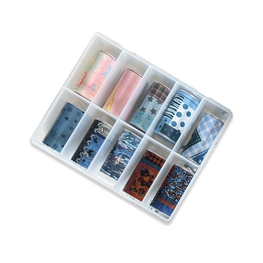 Nail Art Denim - 10 Rollen bunte Nagelfolien Transferpapier DIY