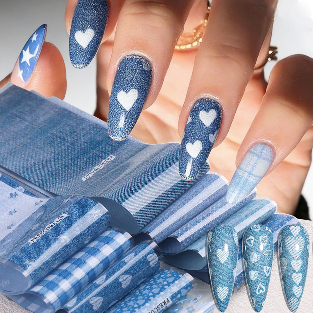 Nail Art Denim - Ins Patchwork-Stil Denim Nail Art Transferpapier,