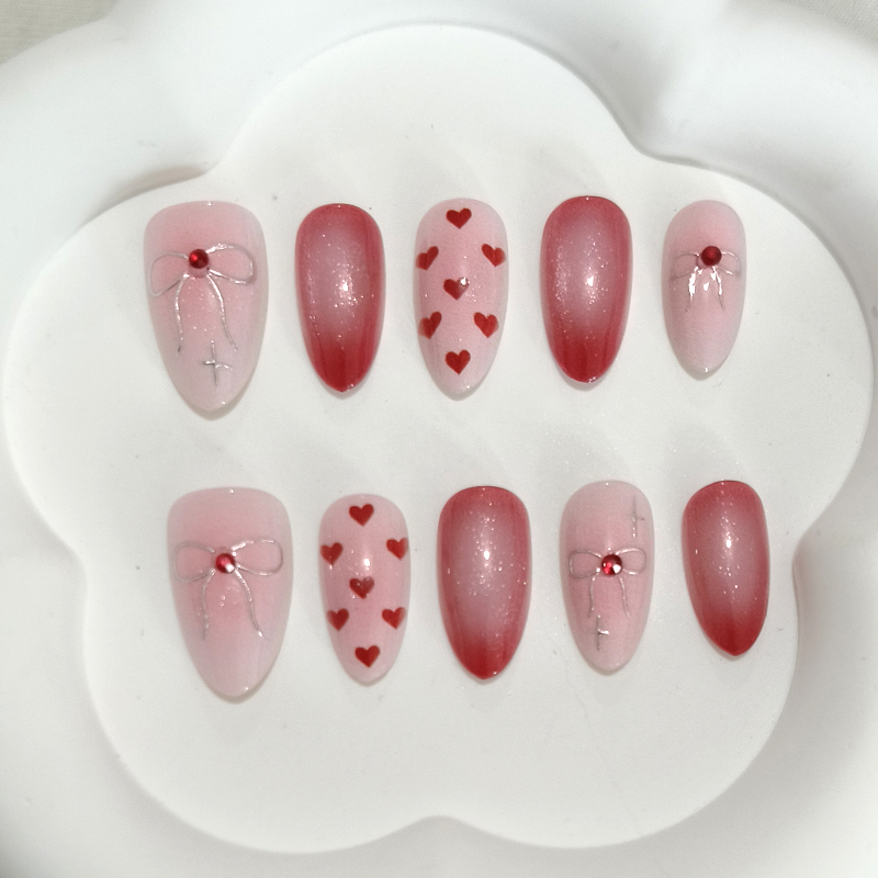 Nail Art Y2K - 10 Stück Süße, Niedliche Herzförmige Kurze