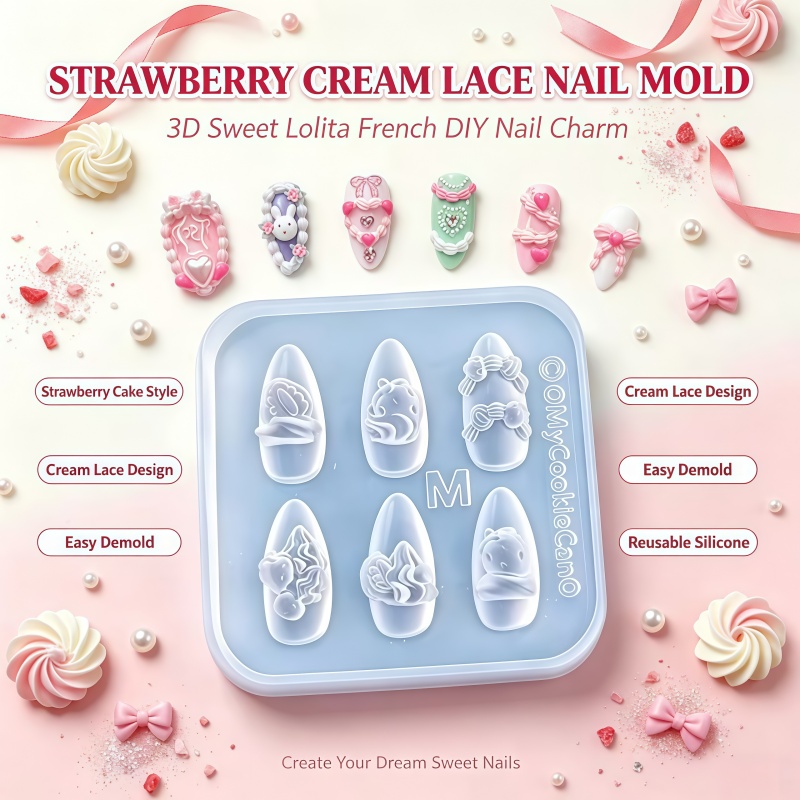 Erdbeer-Creme-Rüschen 3D Franz – Nail Art Strawberry Bewertung und Preis