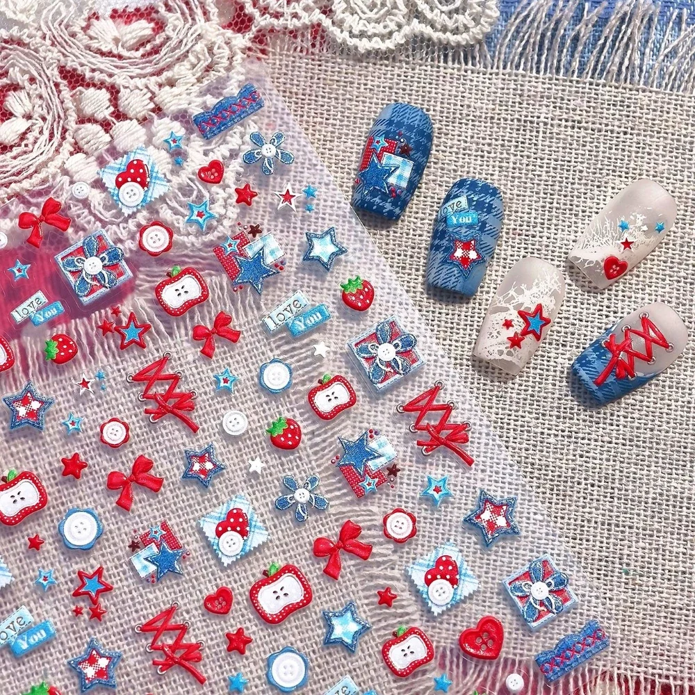 Süße, coole Patchwork-Blumen-S – Nail Art Denim Bewertung und Preis