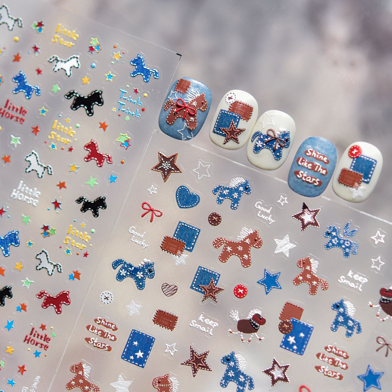 Retro Denim Pferd Patchwork Pe – Nail Art Denim Bewertung und Preis