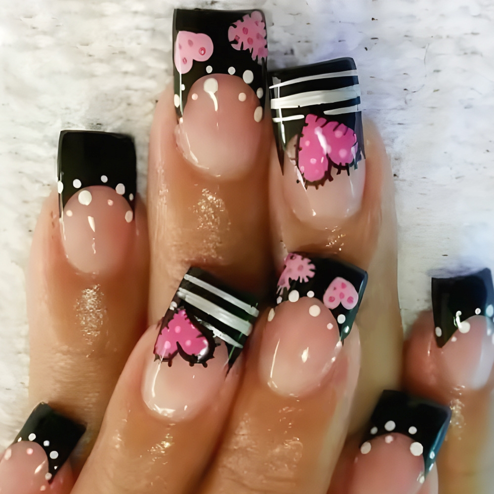 Y2K Mädchen schwarze französis – Nail Art Y2K Bewertung und Preis