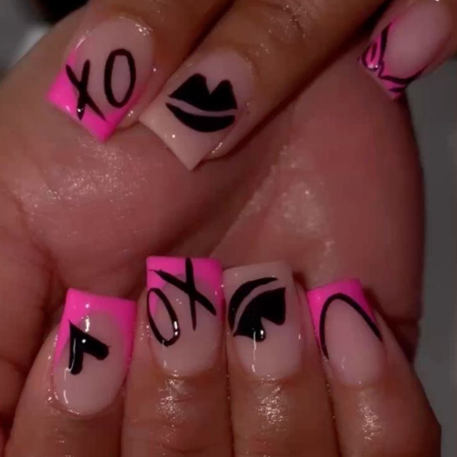 Y2K Mädchen schwarze französis – Nail Art Y2K Bewertung und Preis