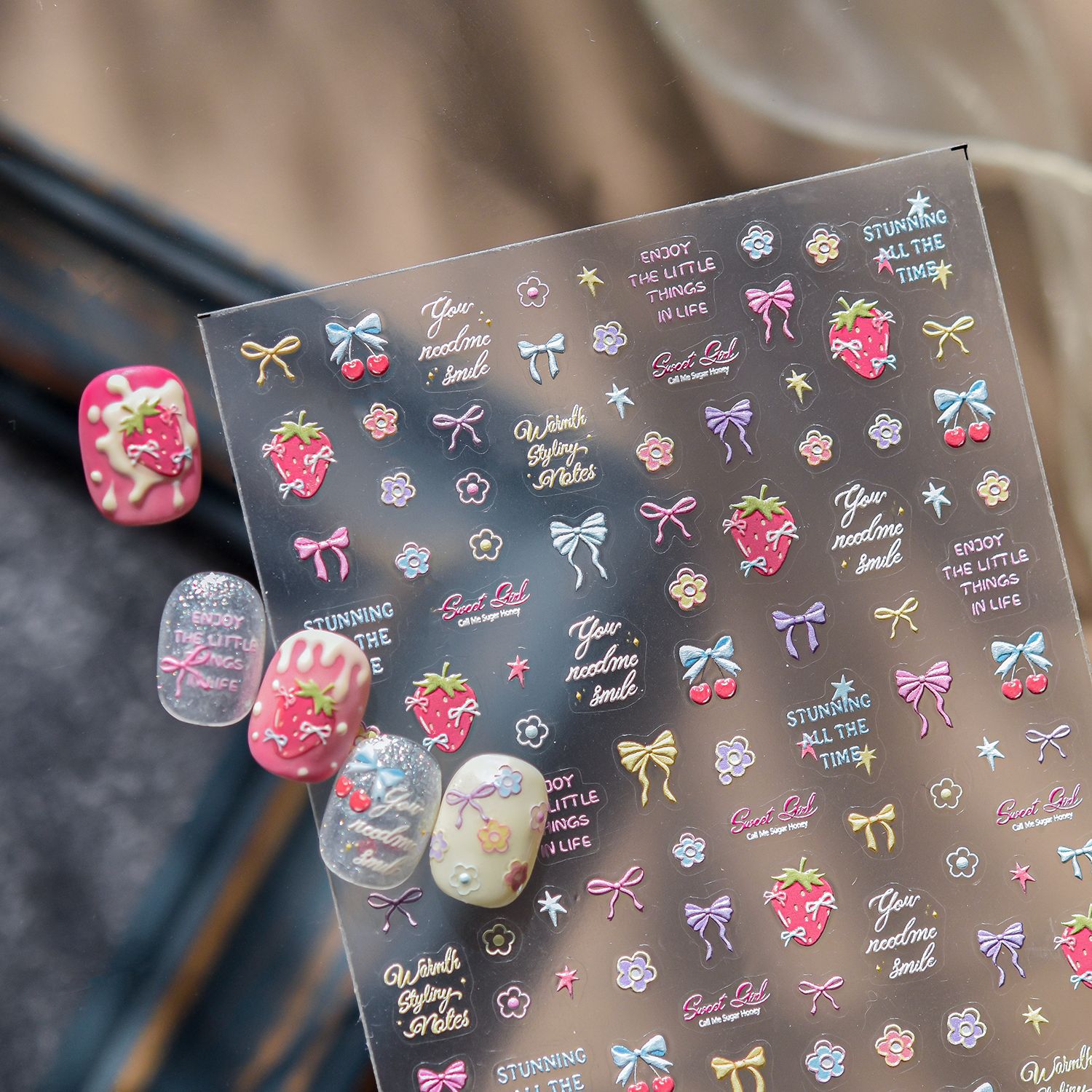 5D Geprägte Nagelaufkleber Süß – Nail Art Strawberry Bewertung und Preis
