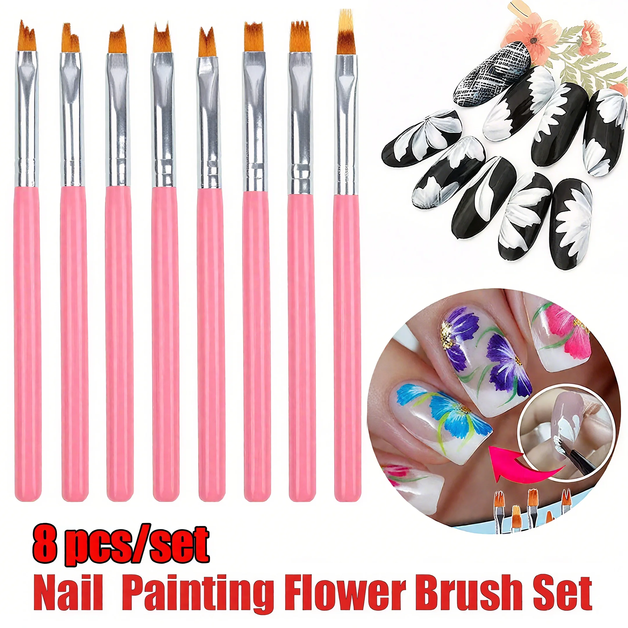 8-teiliges Nagelkunst-Pinselse – Nail Art Zig Zag Bewertung und Preis