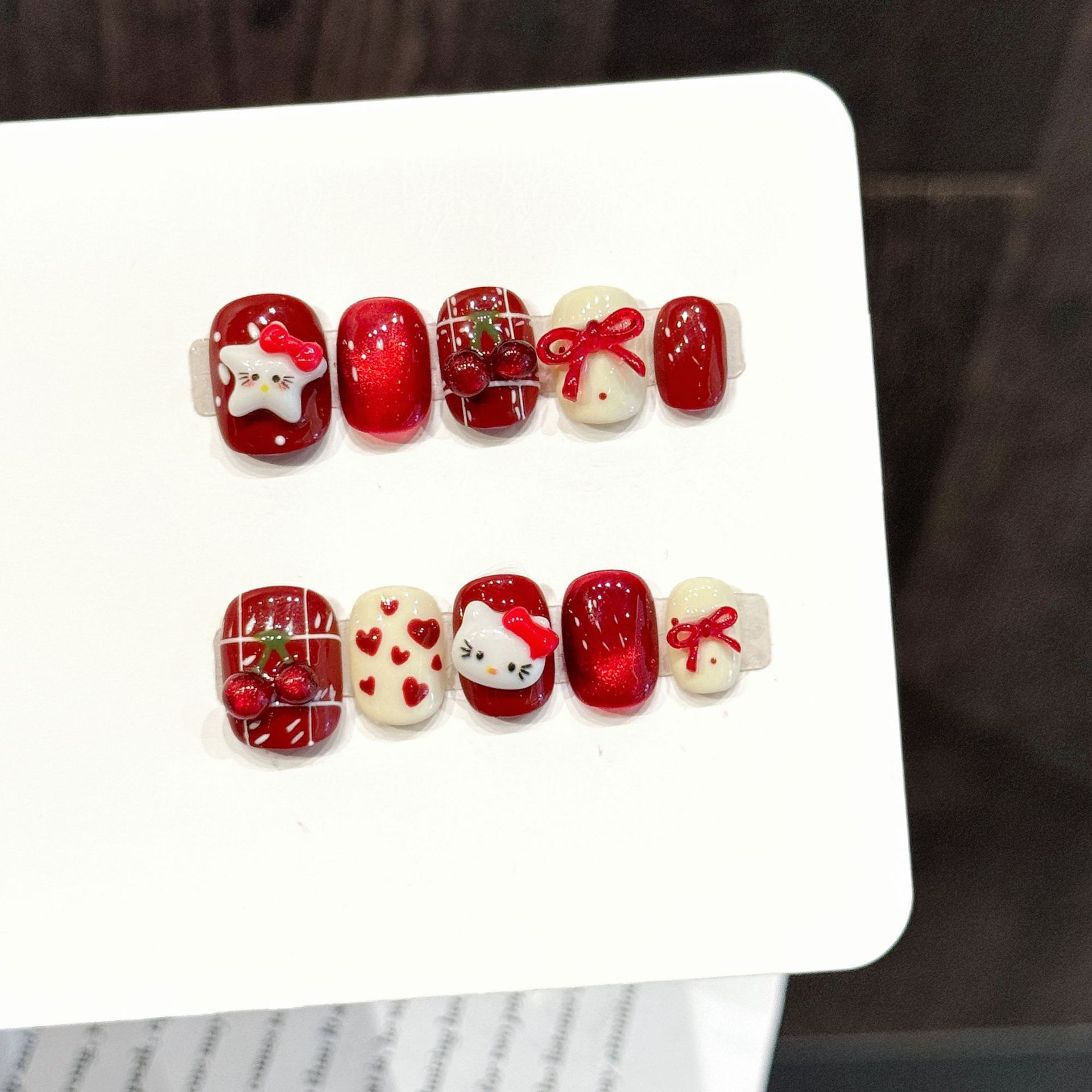 10 Stück handgemachte Nagelkun – Nail Art Red Cherry Bewertung und Preis