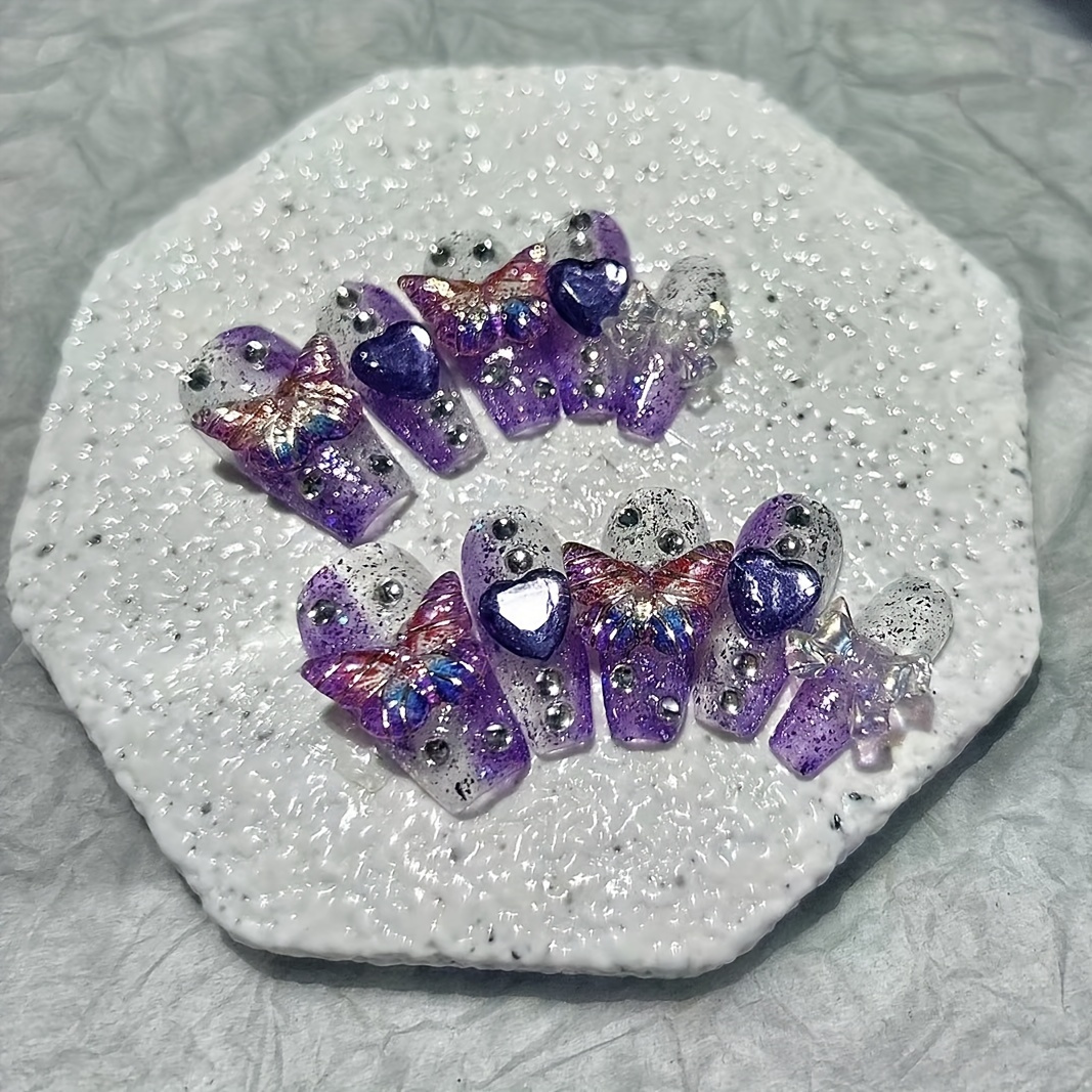 10-teilige lila Fantasy-Schmet – Nail Art Y2K Bewertung und Preis