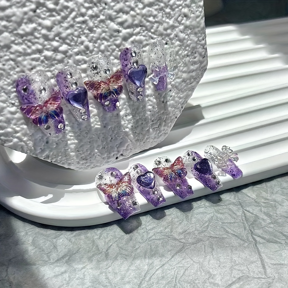 10-teilige lila Fantasy-Schmet – Nail Art Y2K Bewertung und Preis